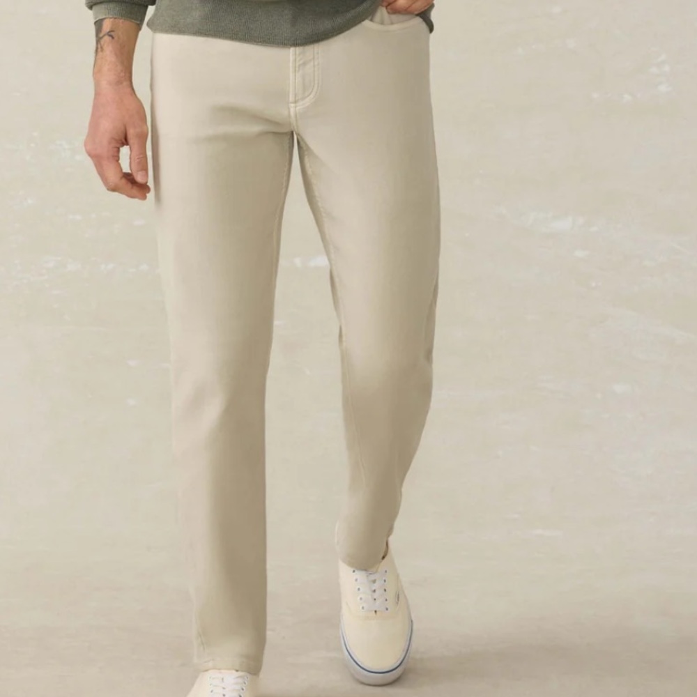Faherty Stretch Terry 5-Pocket Pant Stone 34W/30L NWT - Picture 3 of 5